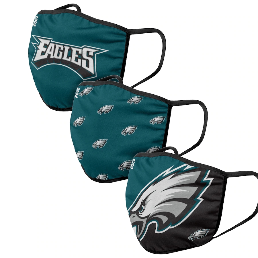  Philadelphia Eagles Adult Face Covering 3-PackDust mask with filter->dallas cowboys->NFL Jersey